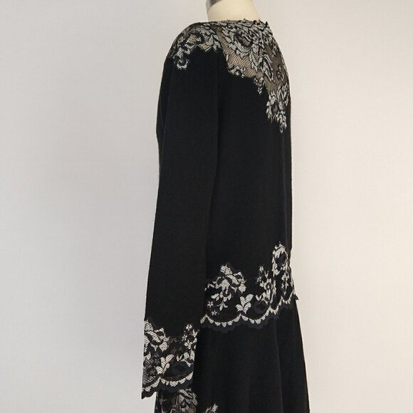 Olvis 100% Cashmere and Lace Skirt Top Set Size M Black Knit Sweater Formal - Picture 10 of 14